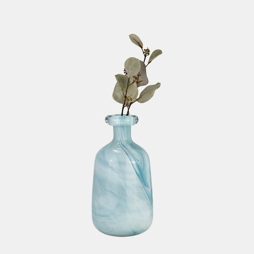 17978-01#Glass, 12"h Bottle Vase, Teal