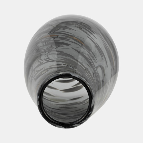 17980-02#Glass, 15"h Swirl Vase, Black