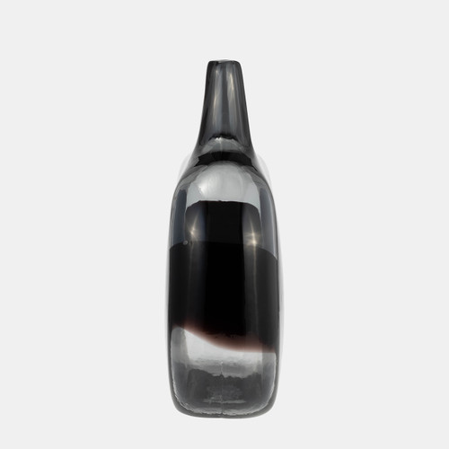 17989-01#Glass, 12 2-tone Vase, Smoke/black