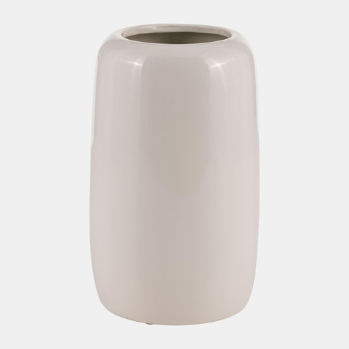 17992#Cer, 8"h Flower Bunch Vase, Ivory