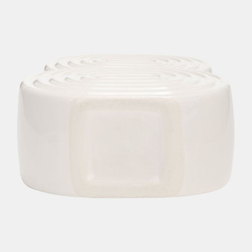 17993-01#Cer, 10" Stacked Circles Vase, White