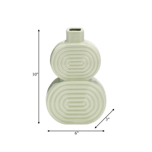 17993-03#Cer, 10" Stacked Circles Vase, Cucumber