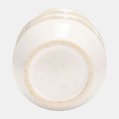 17996-01#Cer, 10"h Half Circles Vase, Ivory