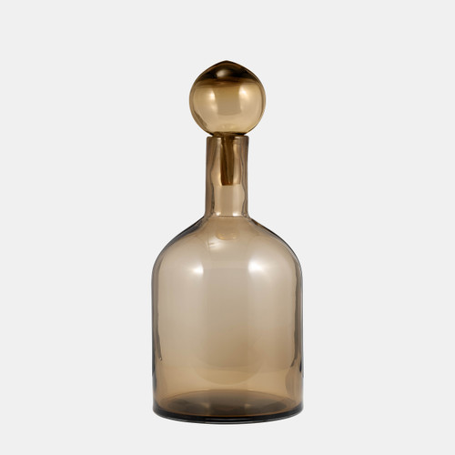 18002-01#Glass, 17" Bottle W/ Stopper Taupe