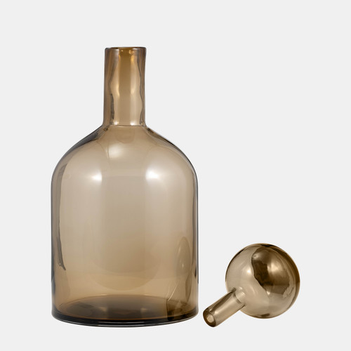 18002-01#Glass, 17" Bottle W/ Stopper Taupe