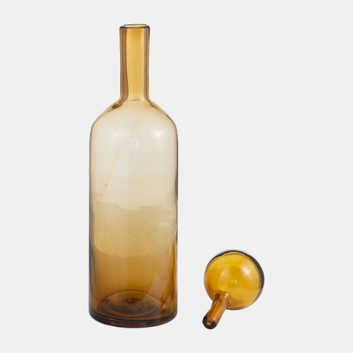 18002-02#Glass, 20" Bottle W/ Stopper Amber