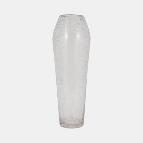 18006-01#Glass, 23" Floor Vase Bubble Clear