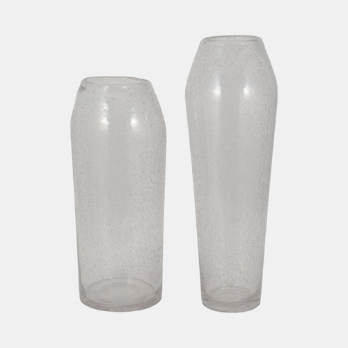 18006-01#Glass, 23" Floor Vase Bubble Clear
