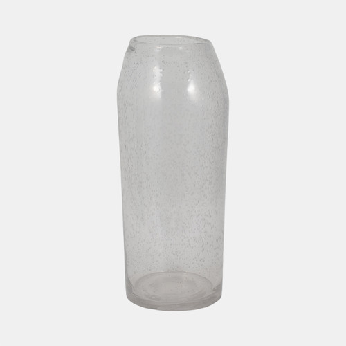 18006-02#Glass, 19" Floor Vase Bubble Clear