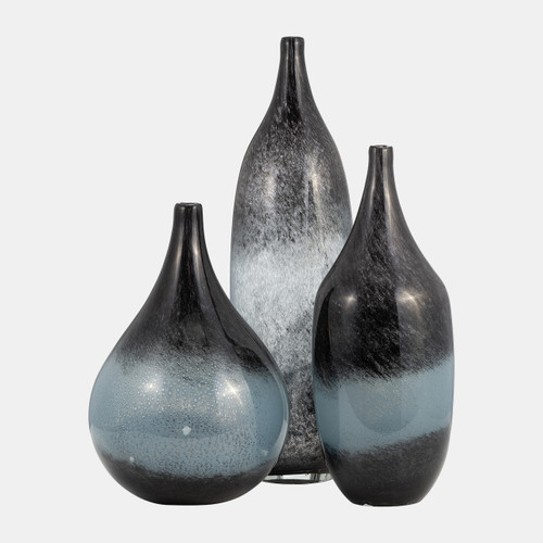 18008-03#Glass, 12" Vase Blue Ombre