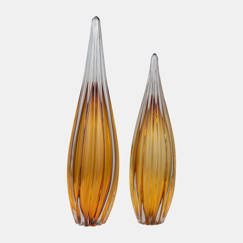 18009-03#Glass, 19" Paperweight Amber