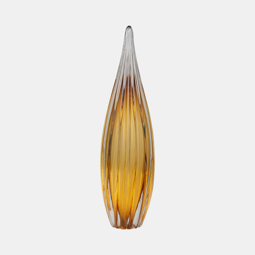 18009-04#Glass, 15" Paperweight Amber