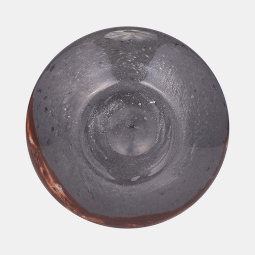 18011-02#Glass, 14" Vase Grey/brown