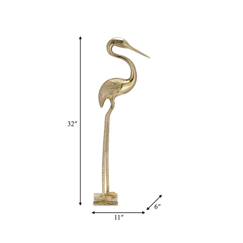 18023#Metal, 32"h Casted Heron, Gold