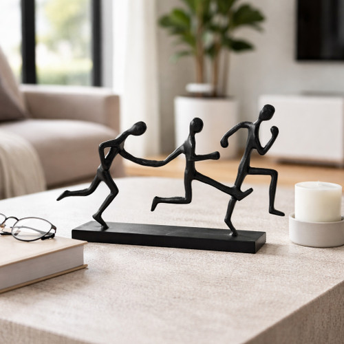 18020#Metal, 13"l 3-man Running, Black