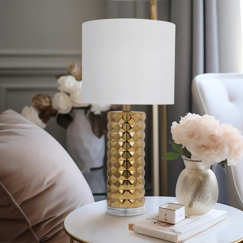 51261#Ceramic 25" Table Lamp, Gold