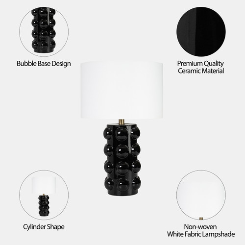 51263#Ceramic 22" Bubble Table Lamp, Black