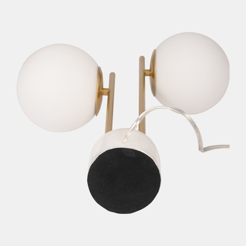 50829#Glass/brass 23" Double Diffuser Table Lamp, Gold