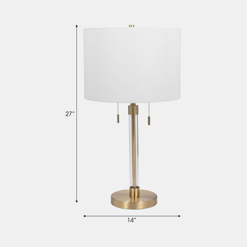 50831#Glass 27" Chain Pull Table Lamp, Gold
