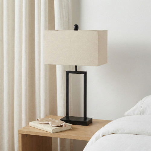 51199#S/2 Metal 25" Table Lamp, Black