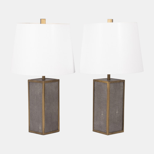 51200#S/2 Resin 24" Table Lamp, Gray/gold