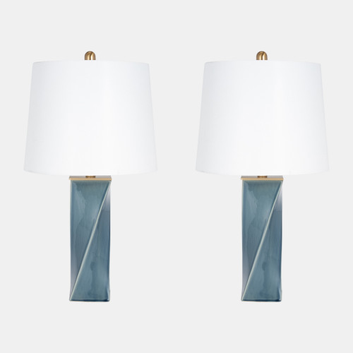 51201-01#S/2 Ceramic 26" Table Lamp, Soft Blue