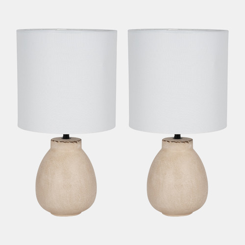 51210#S/2 Ceramic 18" Table Lamp, Cream