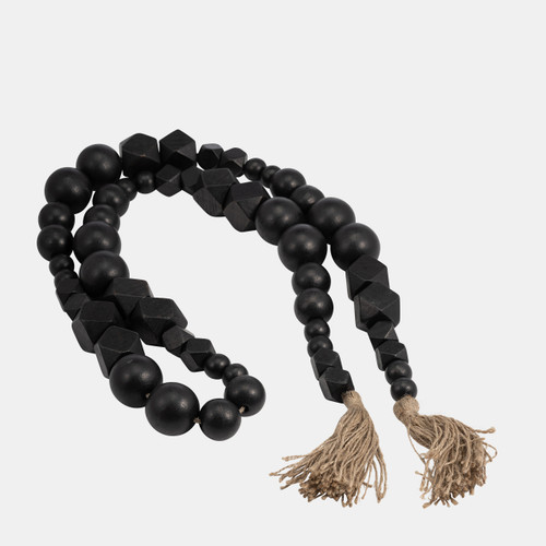 18060-01#Wood, 84x2 Hex & Round Bead Garland, Black