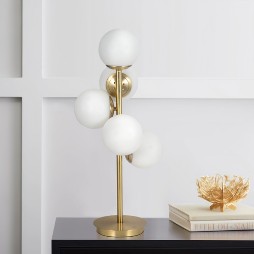 51214-01#Glass 26" Frosted Globe Table Lamp, Gold