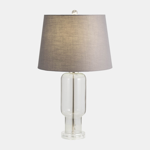 51228#Glass, 26" Clear Table Lamp, Smoke