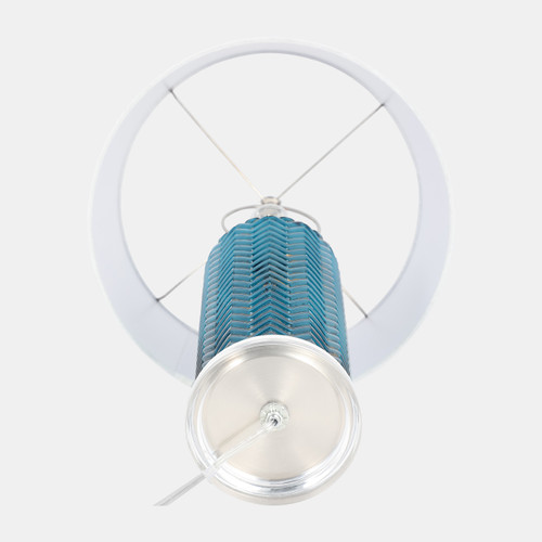 51246-01#Glass 28"  Chevron Table Lamp, Blue