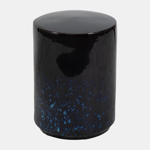 18083-02#Porcelain, 18" Reactive Glaze Stool, Blue