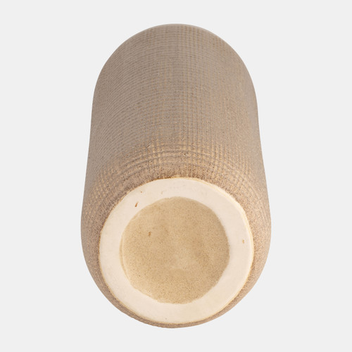 17366-05#Cer, 16" 2-tone Vase, White/tan