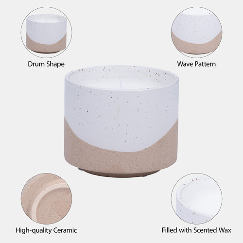 80208#5" 15oz Wave Citro Candle, Ivory