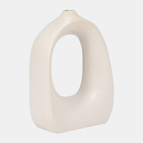 18105-01#Stoneware 11" Curvy Cut-out Vase, Cotton