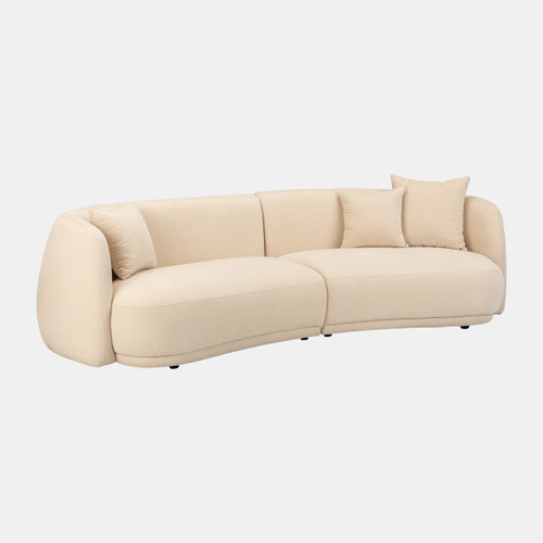 18096-01# 4-seat Curved Sofa, Ivory/beige 2boxes