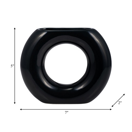 17058-03#Cer, 5" Donut Vase, Navy