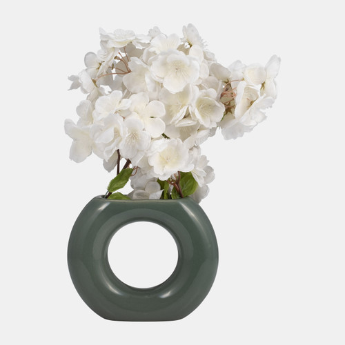 17058-04#Cer, 5" Donut Vase, Dark Sage