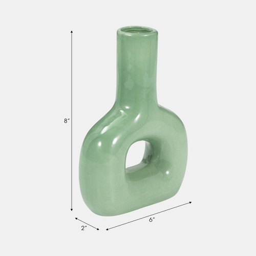 17444-07#Dol, 8" Open Cut Vase, Dark Sage