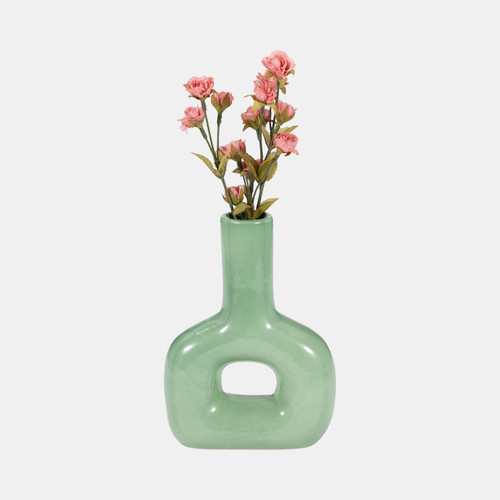 17444-07#Dol, 8" Open Cut Vase, Dark Sage