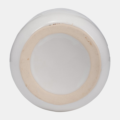 17930-11#Cer, 12" Plaid Textured Vase, White