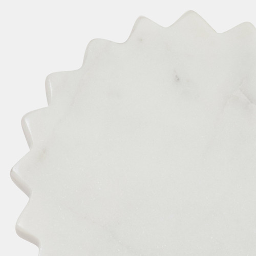 18107#Marble, 5x5 Flower Trinket Tray, White