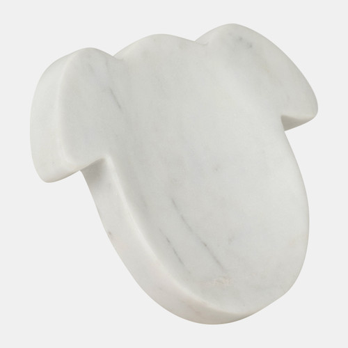 18108#Marble, 7x5 Dog Trinket Tray, White