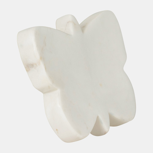 18110#Marble, 7x5 Butterfly Trinket Tray, White