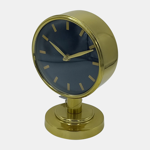 18111#Metal, 7" Standing Table Clock, Gold