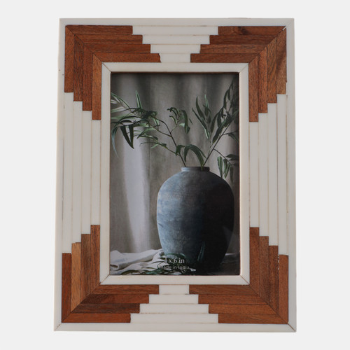 18119-01#Resin, 4x6 Cascading Wood Photo Frame, White