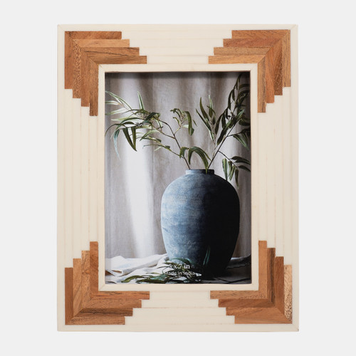 18119-02#Resin, 5x7 Cascading Wood Photo Frame, White
