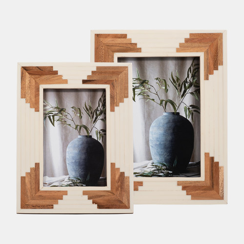 18119-02#Resin, 5x7 Cascading Wood Photo Frame, White