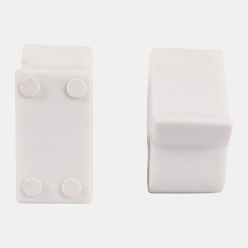 18140#Marble, S/2 6" Horse Head Bookends, White