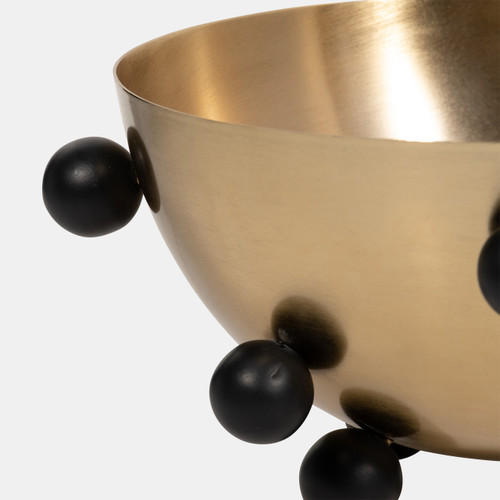 18148#Metal, 13" Bubble Bowl, Gold/black